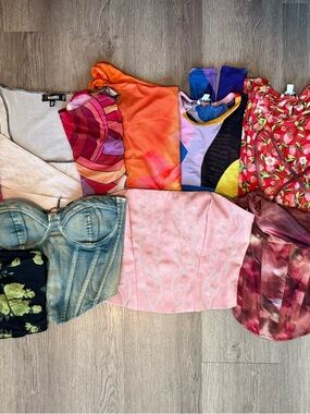 Mixed Women's Tops Bundle - Pink, Red, Orange, Blue, Denim